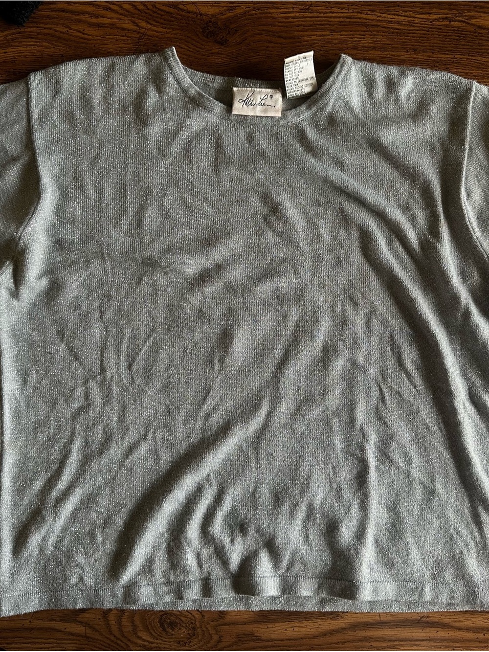 Kathie Lee Collection Silver Metallic Crew Neck Sweater